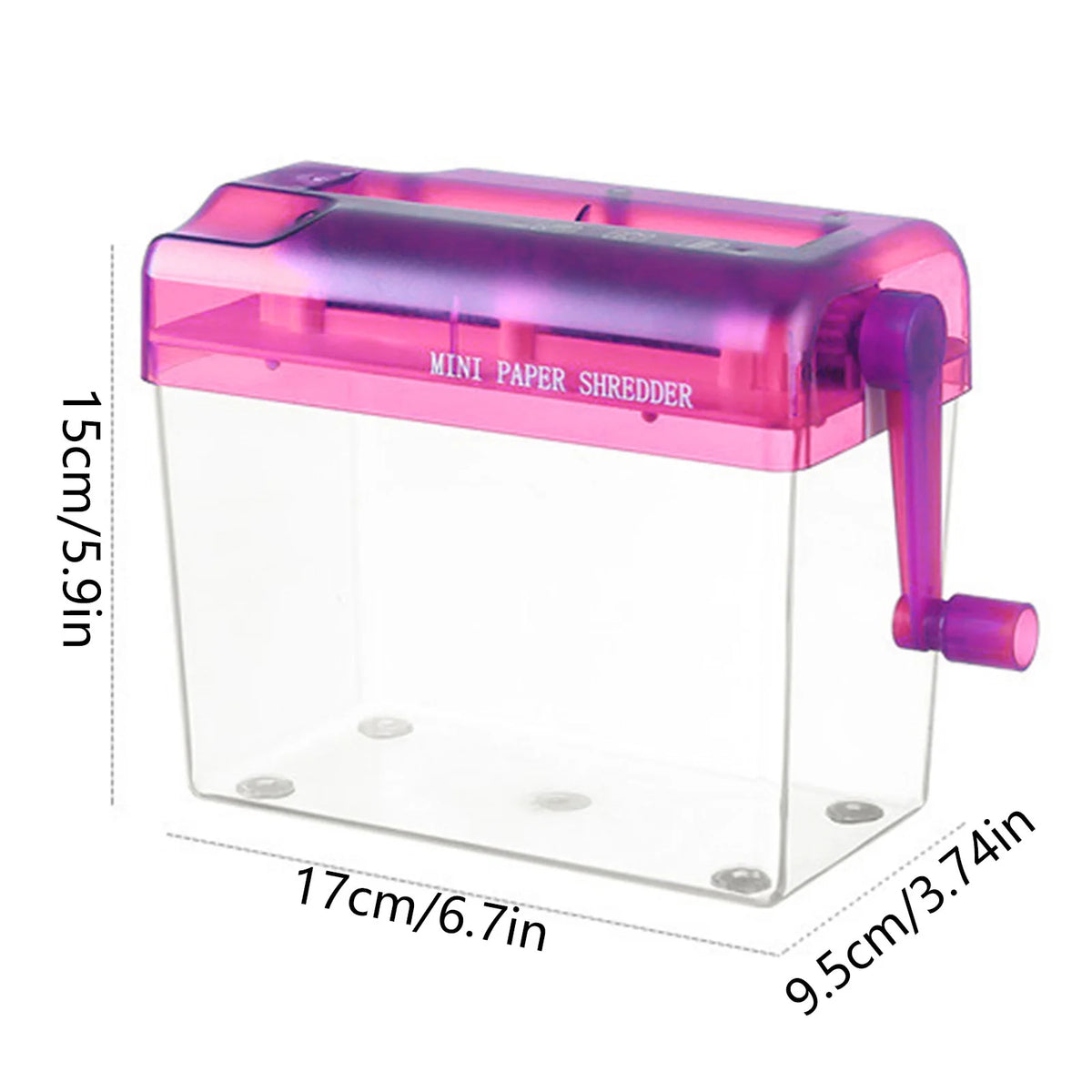Portable Mini Hand Crank Paper Shredder - Transparent Manual Strip-Cut Document & Card Shredder for Home Office