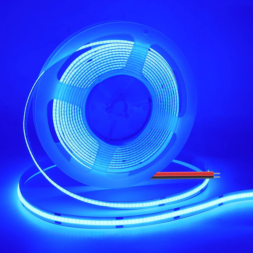 COB LED Strip Light 320 LEDs/m – 3/5/8mm PCB (0.12/0.20/0.31in), 5V/12V/24V, Flexible Tape 0.5–5m (1.6–16.4 ft), Warm/Natural/Cool White + RGB