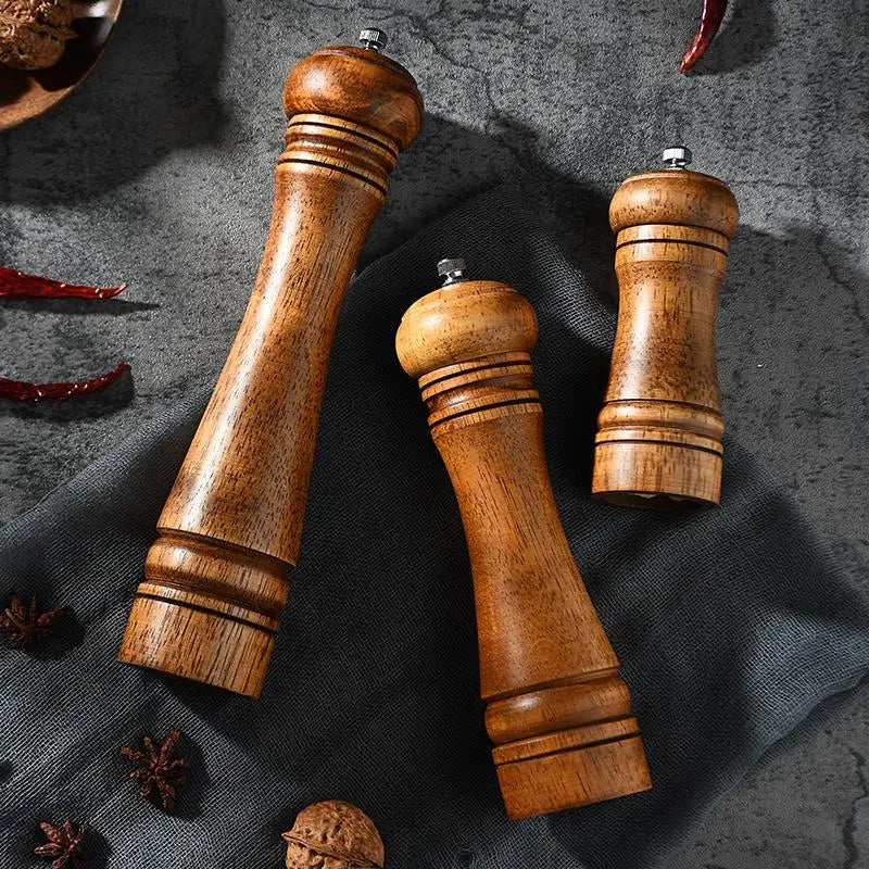 Adjustable Ceramic Pepper & Salt Grinder - Oak Wood Spice Mill, 5/8/10 Inch (12.7/20.3/25.4 cm)