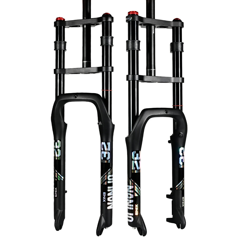 E-Bike Snow Front Suspension Fork 20x4.0 / 26x4.0 in | 135mm Dropout | Air + Oil MTB Fork, 330mm Travel