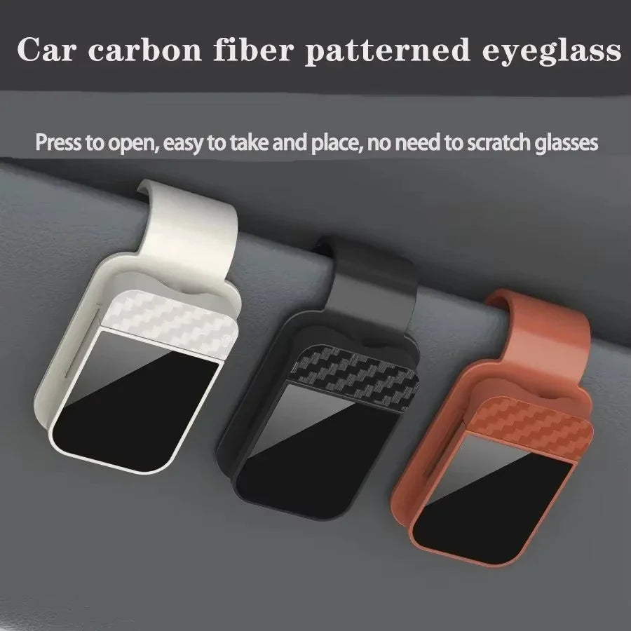 Carbon Fiber Car Sunglasses Clip – Multifunctional Eyeglass & Ticket Holder for Sun Visor
