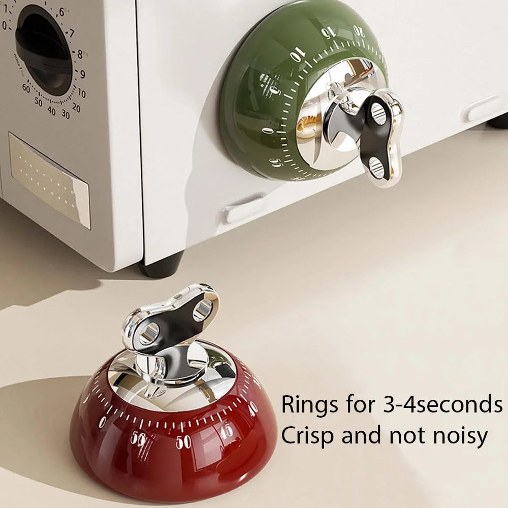 Magnetic 60-Minute Mechanical Kitchen Timer, Loud 70dB Countdown Alarm, No-Battery Cooking & Baking Timer