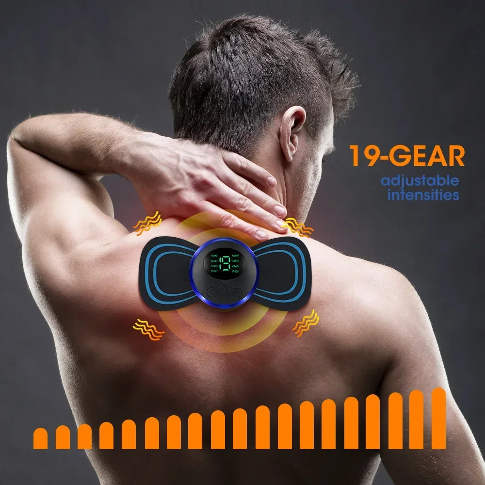 Portable EMS Neck and Body Muscle Stimulator Mini Electric Massager for Neck, Back, Calf & Joint Pain Relief