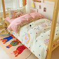 3-Piece Printed Quilt Set for Women – Japanese Korean Cartoon Bedding (1 Quilt + 2 Pillowcases)