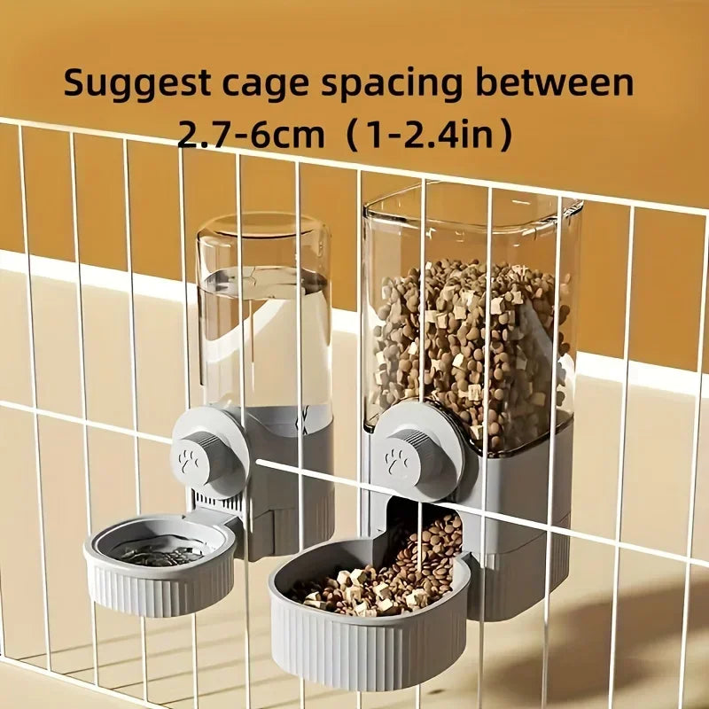 Hanging Gravity Automatic Pet Feeder & Waterer for Cats and Small Dogs - 1000 g (2.2 lb / 35.3 oz) Capacity with Bowl for Cages