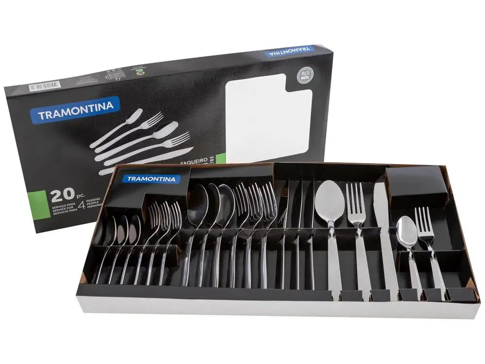 20-Piece Stainless Steel Cutlery Set – Silver Flatware for Table, BBQ, Tea & Dessert (Dishwasher Safe)