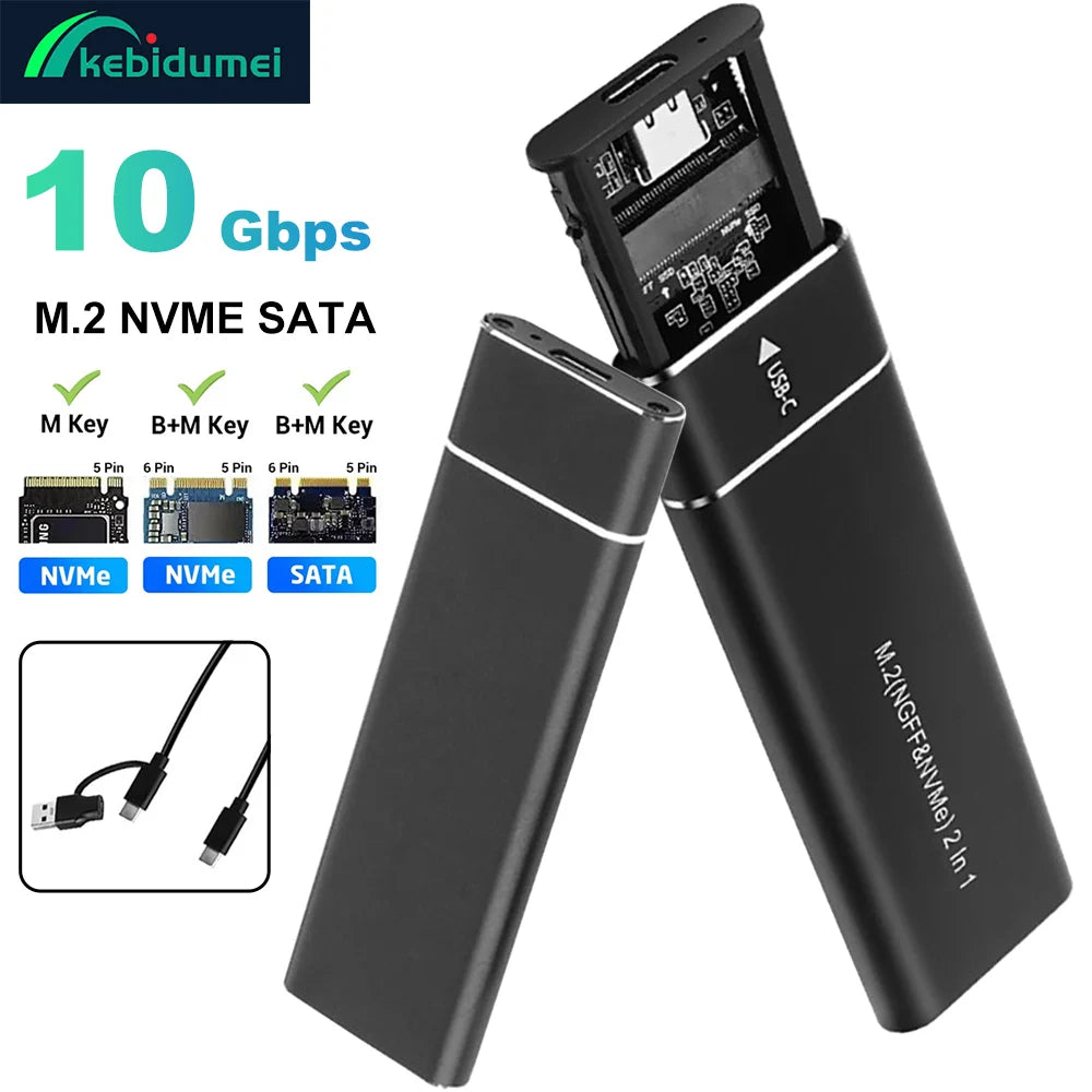 M.2 SSD Enclosure USB 3.1 Type-C - NVMe & SATA Dual-Protocol (2230/2242/2260/2280) 10Gbps External M.2 to USB-C Adapter