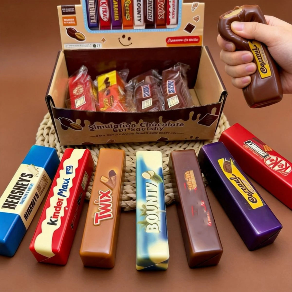 Chocolate Butter Stick Squishy Toy - Slow Rebound Soft Squeeze Stress Relief Sensory Toy - 1/4/8-Pack Party Favors