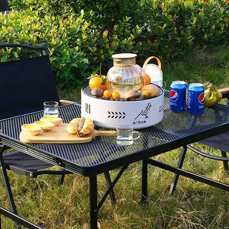 Folding Mesh Patio Table – Portable Aluminum Alloy Lightweight Extension Table for Camping & BBQ