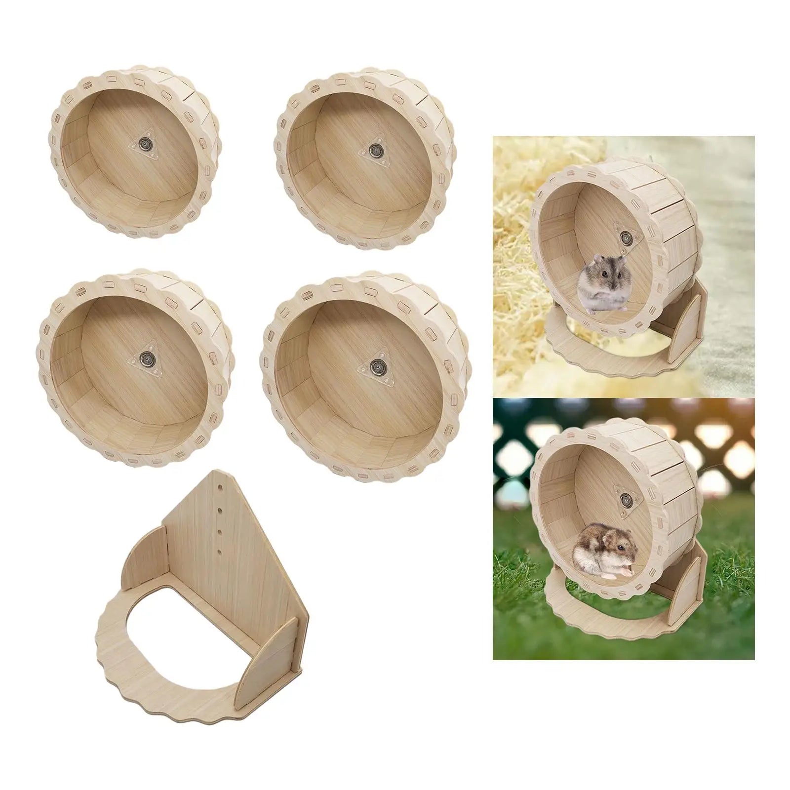 Wooden Silent Hamster Exercise Wheel — Running Wheel for Hamsters, Gerbils & Small Pets (15–23 cm / 5.9–9.1 in)