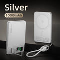 10000mAh Magnetic Wireless Power Bank 20W Fast Charge Slim Portable Battery with Built-in Cables & Phone Stand for Magnetic-Compatible Phones and Smartwatches