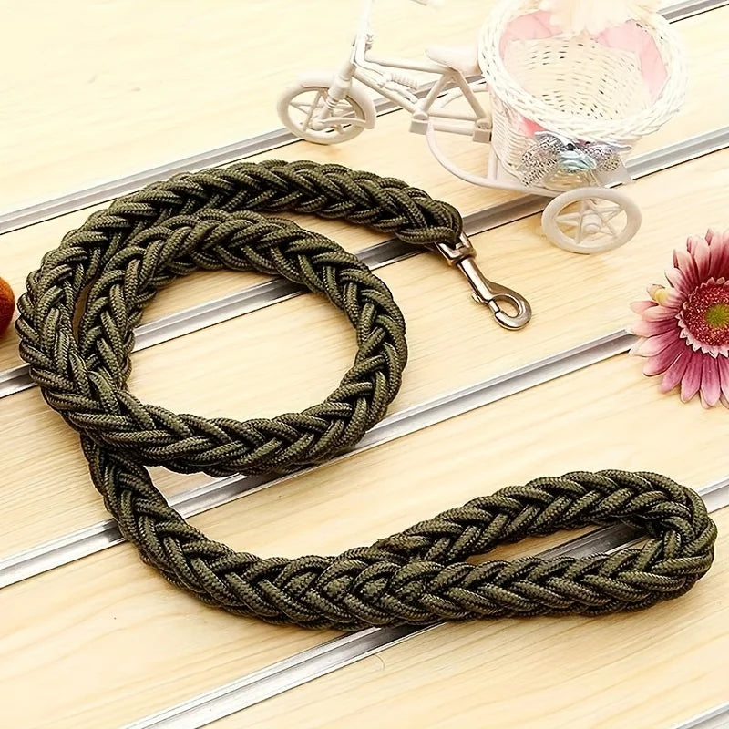 Durable Braided Nylon Dog Training Leash for Large Dogs - Comfortable Walking Lead