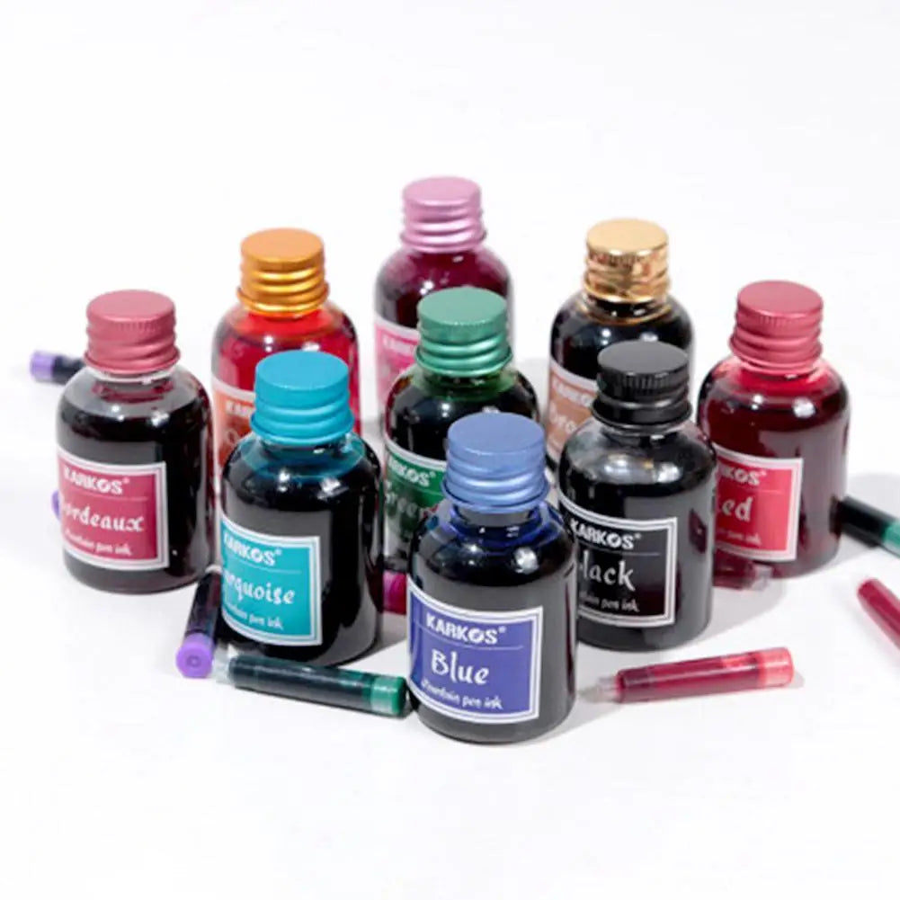 Colorful Fountain Pen Ink Refill 30ml (1.01 fl oz) — Universal Bottle for Calligraphy & School