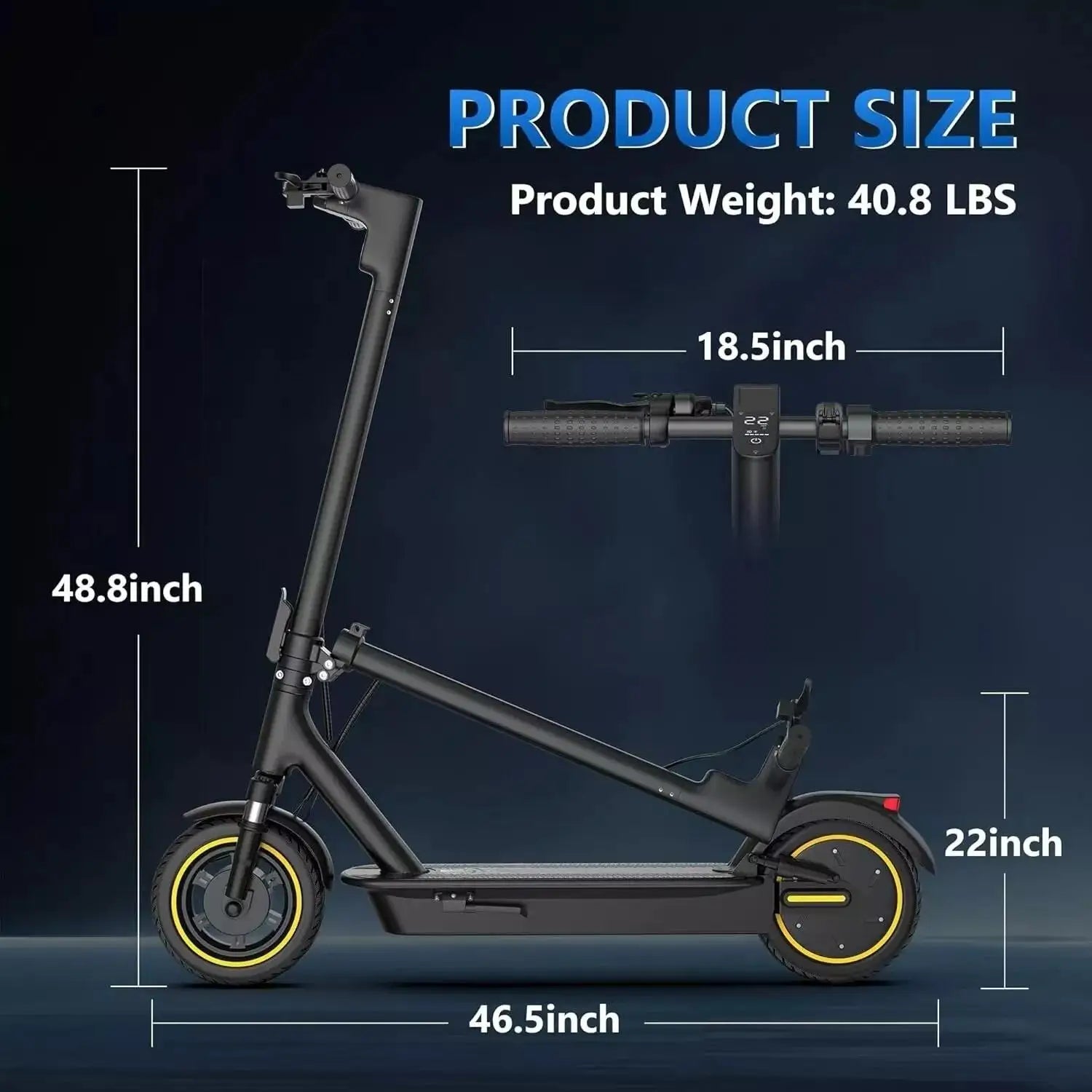 Folding Electric Scooter – 10-Inch Tires (25 cm), 500W Motor, 42V 14.5Ah Battery, 22 MPH (35 km/h) Top Speed, 28 Mile (45 km) Range, Dual Suspension