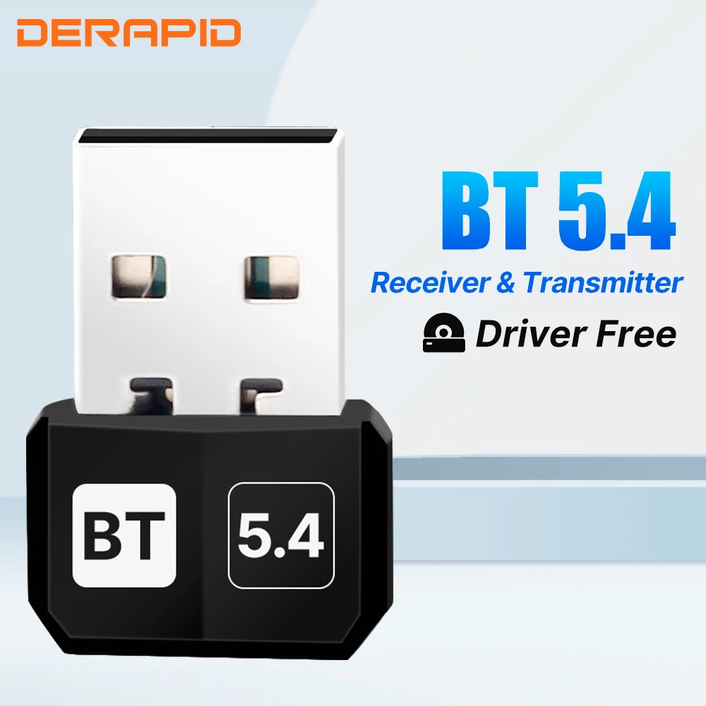 Bluetooth 5.4/6.0 USB Adapter Mini Audio Transmitter Receiver USB 2.0 Plug & Play for Windows 10/11/8