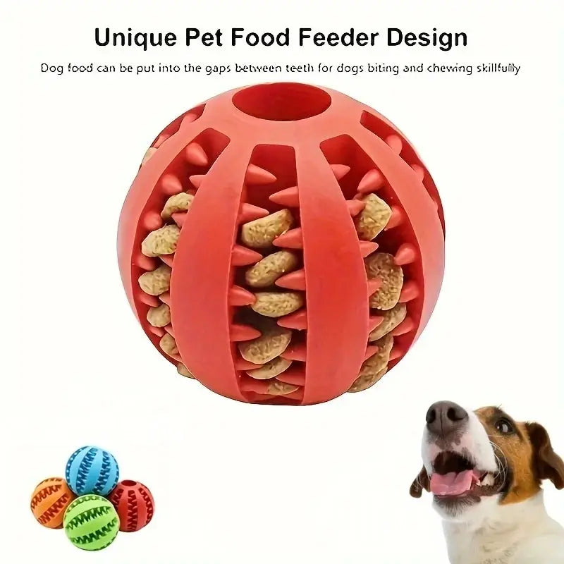 Dog & Cat Chew Toy Ball, Non-Toxic Bite-Resistant Treat Feeder & Dental Cleaning Ball