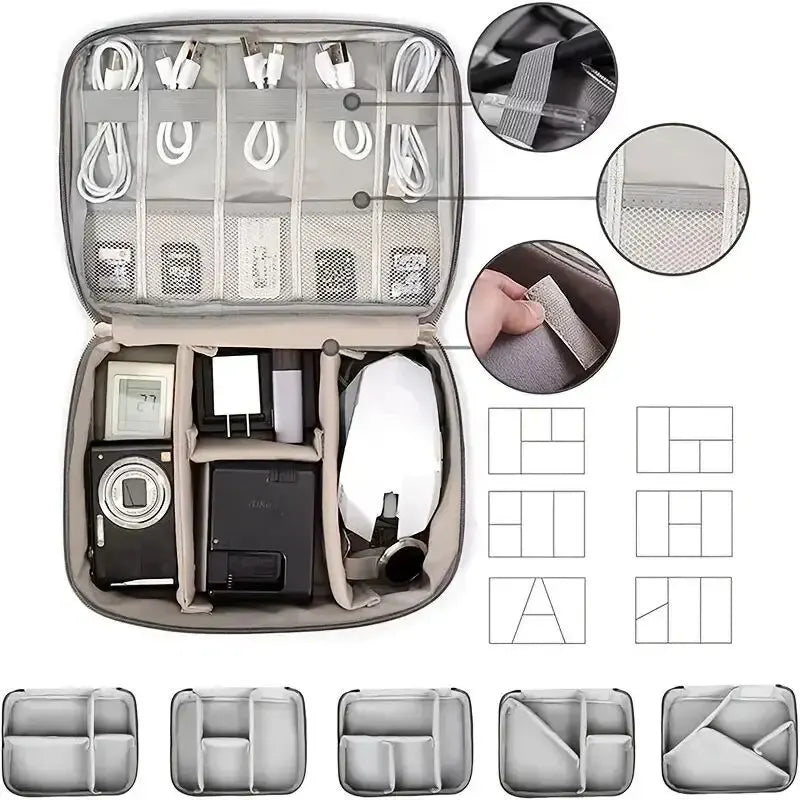 Waterproof Portable Cable Organizer Bag – USB Charger & Cord Travel Case