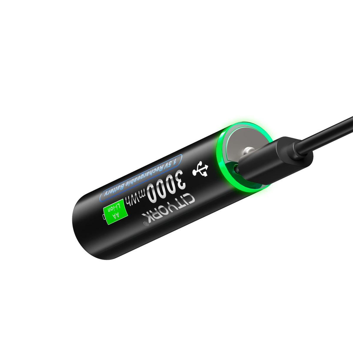 1.5V AA Rechargeable Li‑Ion Battery 3000mWh (3.0Wh) with Micro USB Fast Charging - For Remotes, Keyboards, Toys & Wireless Devices