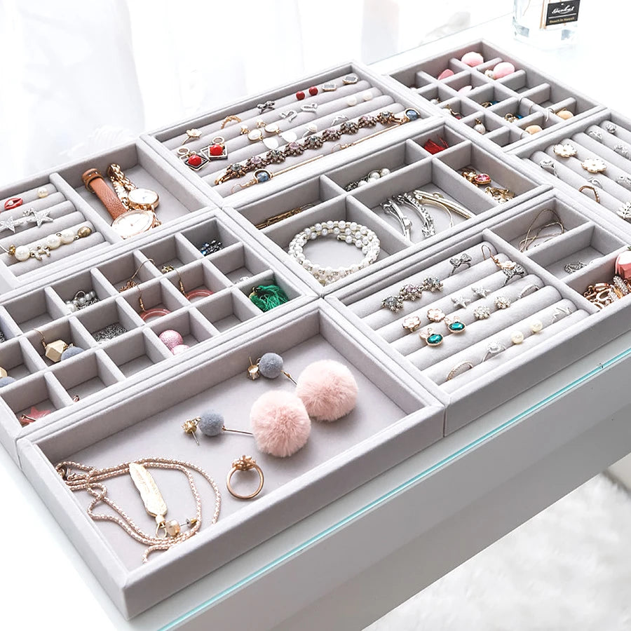 Flocking Velvet Jewelry Tray - Jewelry Organizer Insert 21.3 x 12.5 x 2.5 cm (8.4 x 4.9 x 1 in)