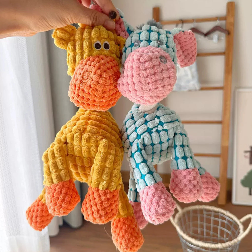 Donkey Plush Dog Toy – Squeaky Interactive Chew Toy for Puppies & Small Dogs (8.7–10.0 in / 22–25.5 cm)