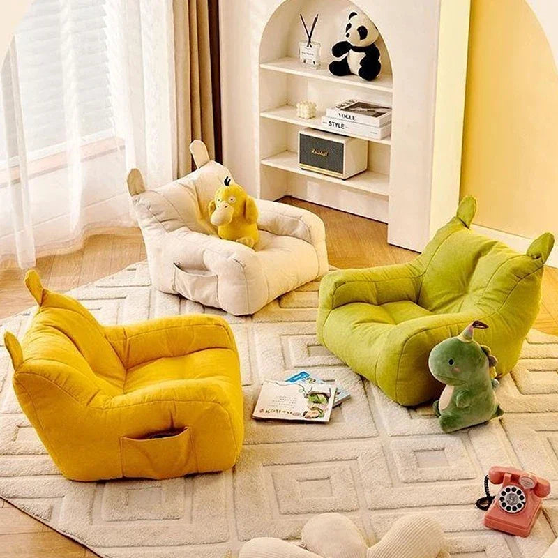 Kids Bear Plush Sofa Chair Soft Ergonomic Small Lazy Sofa with Storage Pocket for Boys and Girls