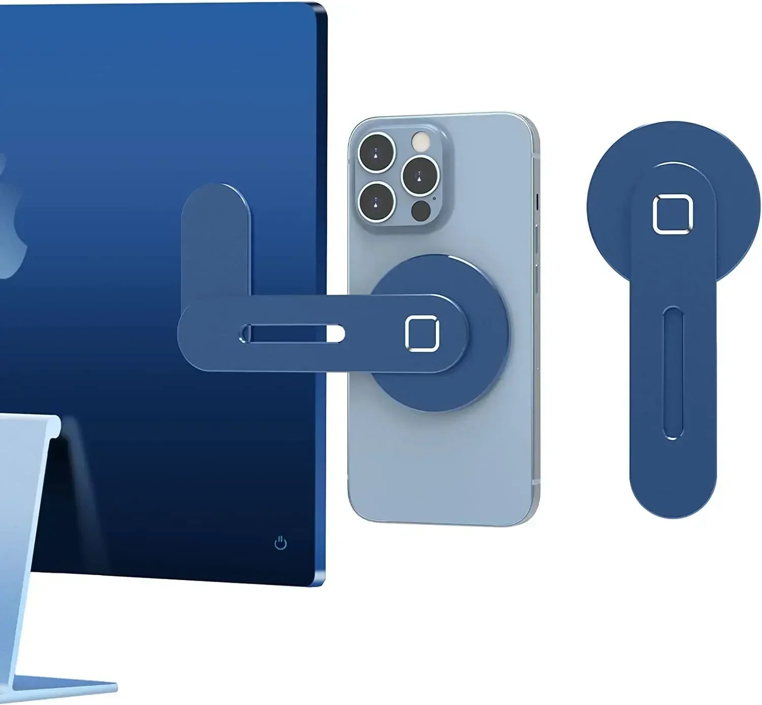 Magnetic Slim Foldable Laptop & Monitor Phone Holder - Side Mount Phone Stand for Most Smartphones