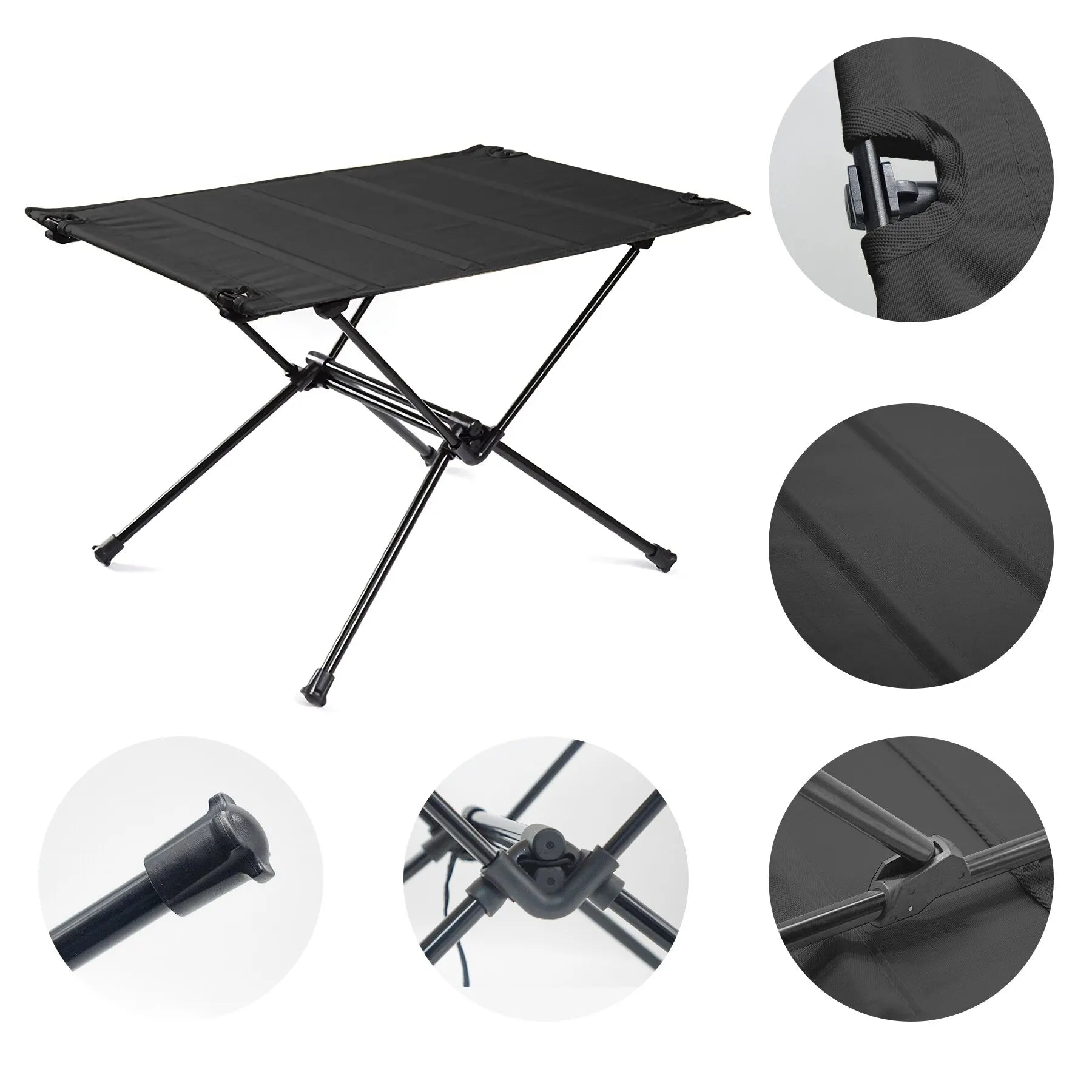 Lightweight Roll-Up Camping Table 1680D Oxford Top Aluminum Alloy Foldable Portable Picnic Table 23.6 x 15.7 x 15.5 in (60 x 40 x 39.5 cm)