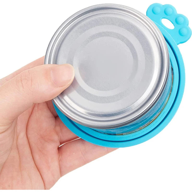 2-Pack Reusable Silicone Pet Food Can Covers with Spoon – Airtight Lids for Dog & Cat Cans, Fits 2.5–3.3 in (63–84 mm)