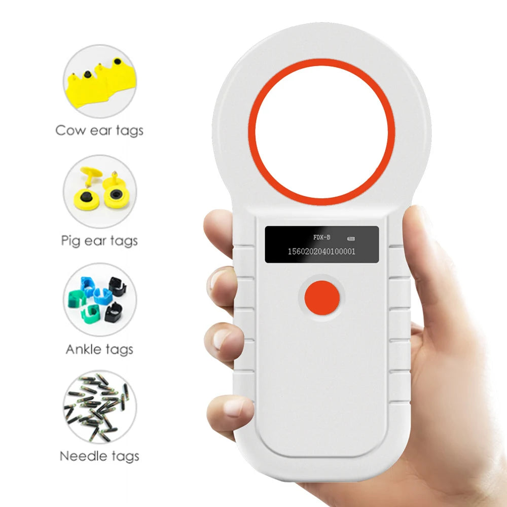 RFID Pet Microchip Scanner 134.2kHz & 125kHz - FDX‑B 15‑Digit Portable Animal ID Reader (ISO 11784/11785)