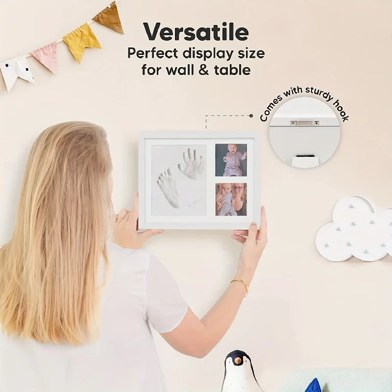 Baby Hand & Footprint Clay Photo Frame Kit – Keepsake Memory Frame 11 x 9 in (28 x 23 cm) – Newborn Gift for Boys & Girls