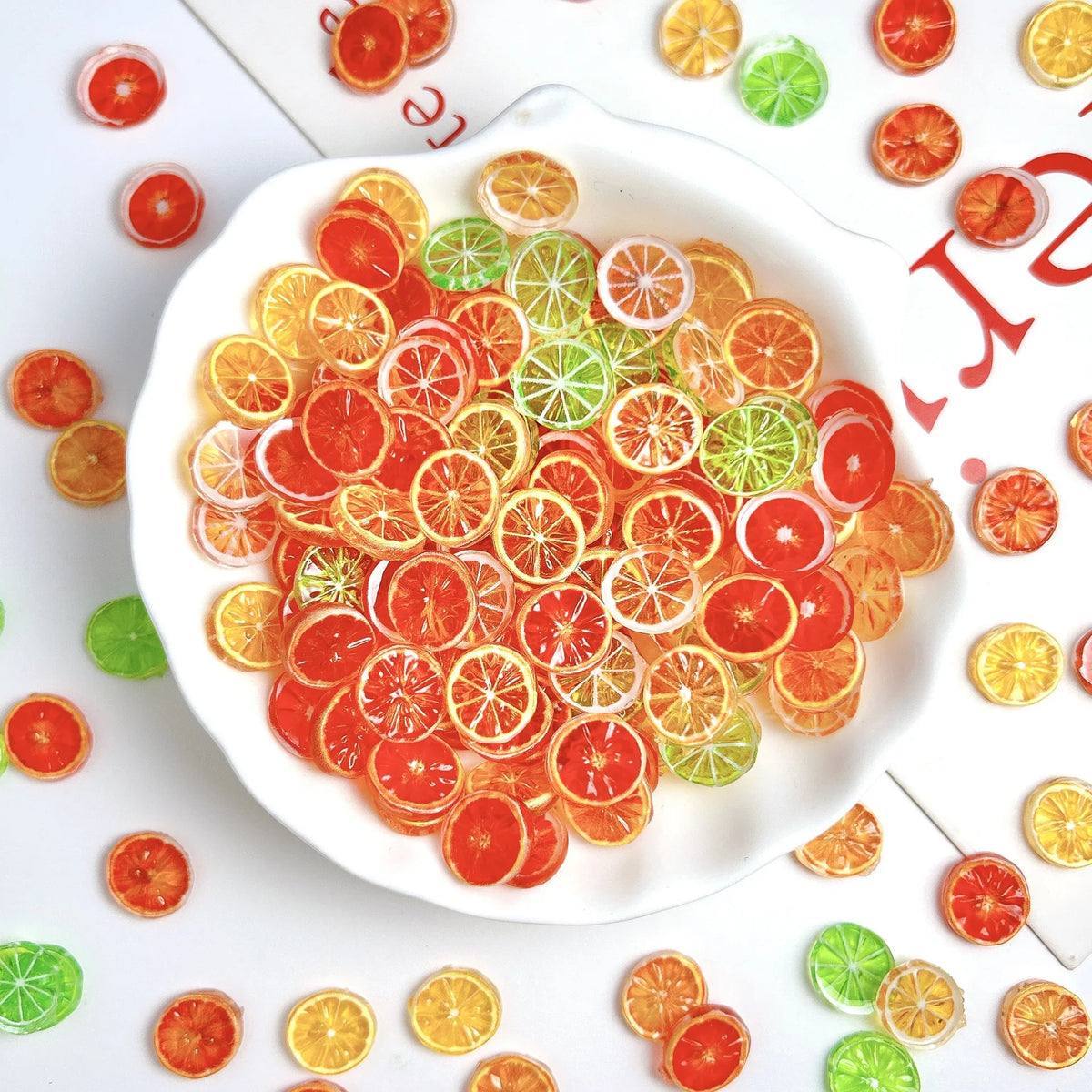 20pcs Lemon Resin Nail Charms – Mini Fruit Slice Nail Art Decorations, 11 x 12 mm (0.43 x 0.47 in) Mixed Colors