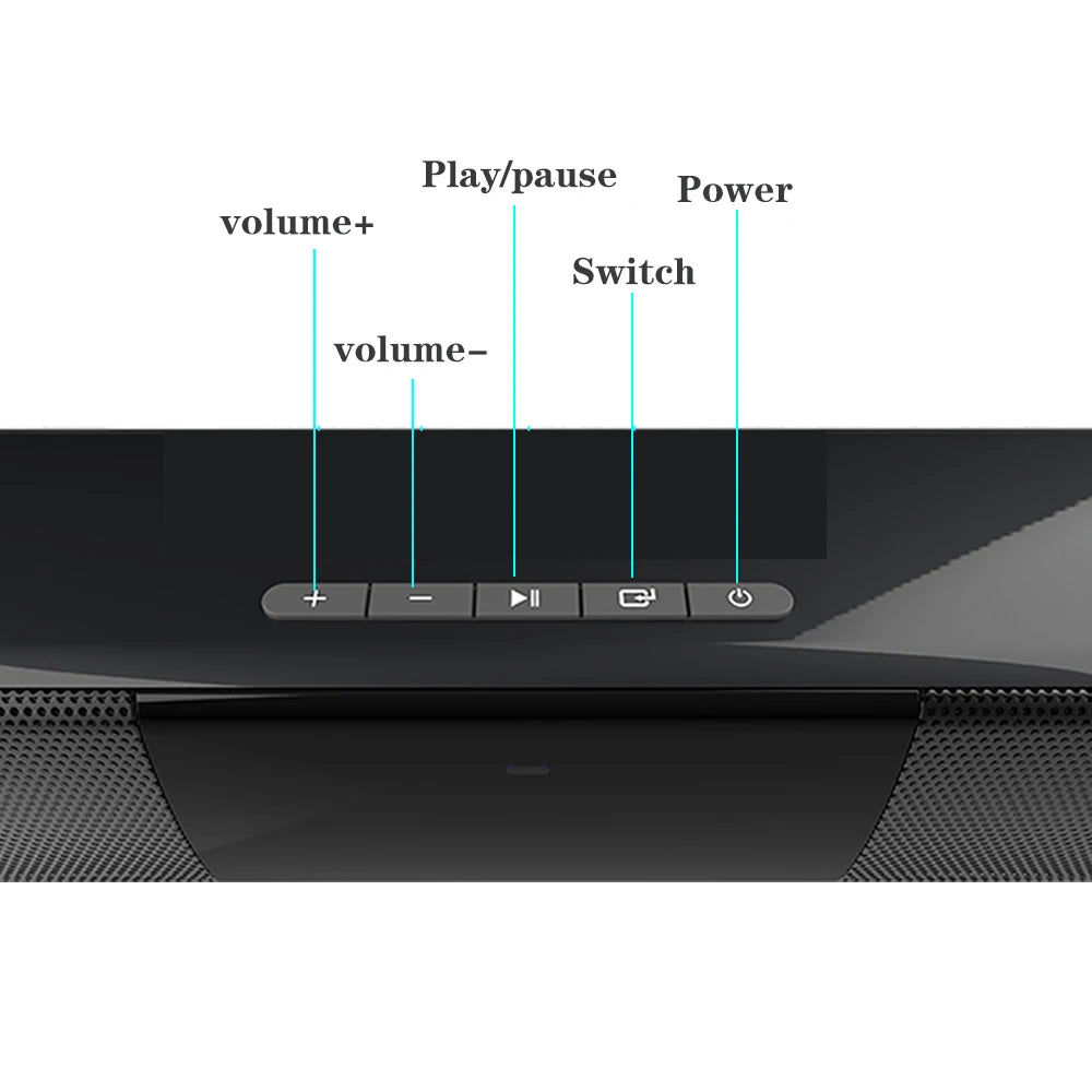 Bluetooth 5.0 Soundbar TV Speaker — 2.0 Home Theater System with USB/TF/AUX, FM Radio & Remote — 13.0 in (330 mm) & 21.7 in (550 mm) Options