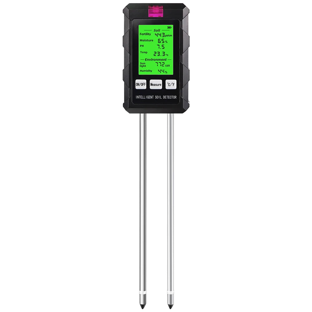 6-in-1 Soil Tester pH Moisture Light Temperature Humidity Nutrient Meter for Garden & Pots