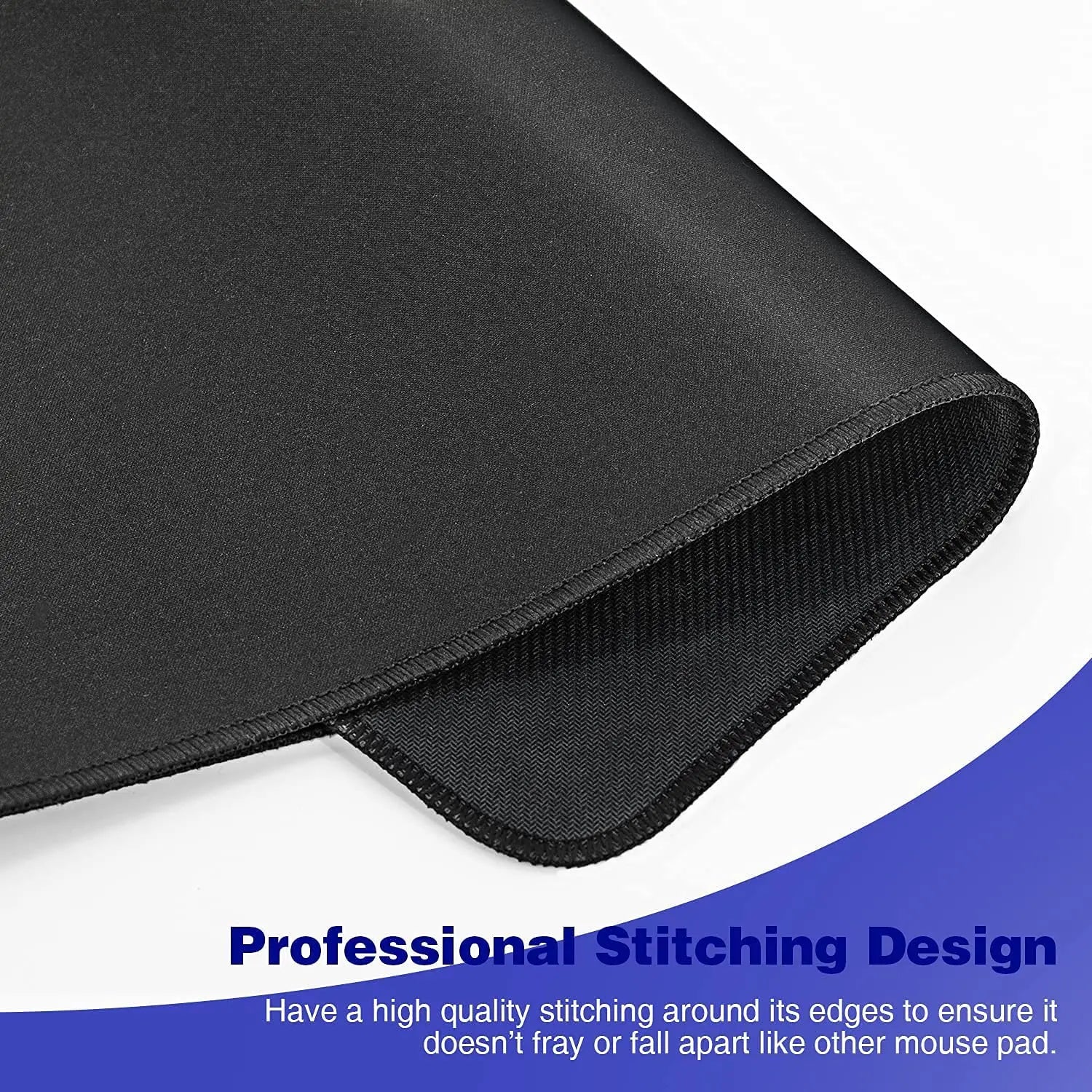 XXL Gaming Mouse Pad - Extended Desk Mat 50 x 100 cm (19.7 x 39.4 in) Black, Non-Slip Stitched Edge