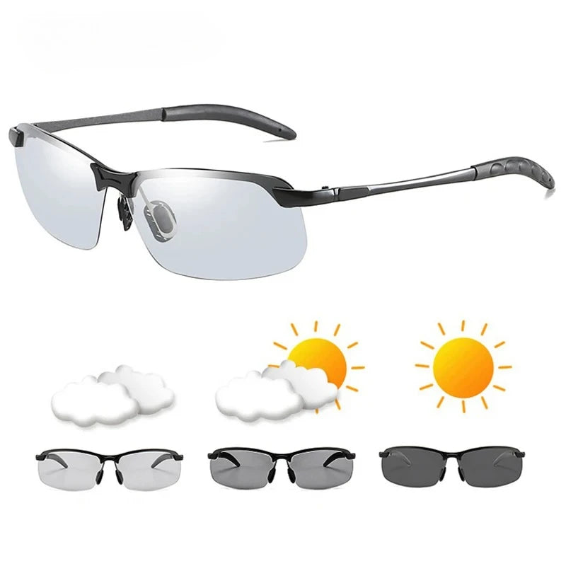 Men's Photochromic Polarized Sunglasses UV400 Color-Changing Driving & Fishing Eyewear