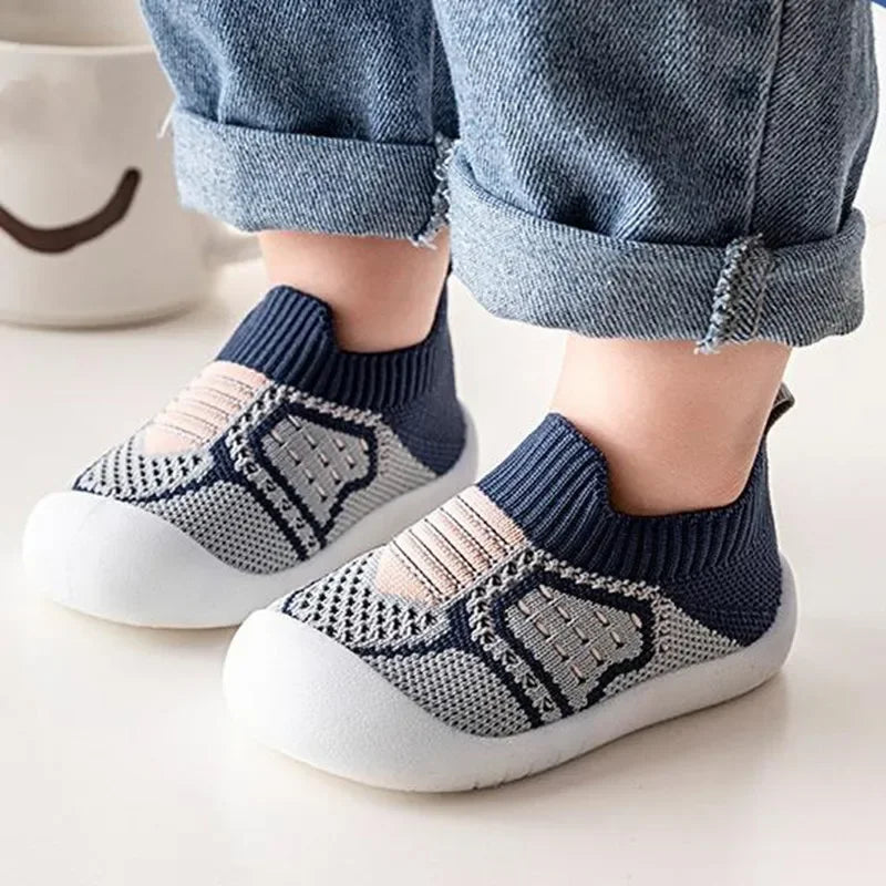 Baby Anti-Slip Breathable First Walker Crib Socks with Rubber Sole (11.5–15.5 cm / 4.5–6.1 in)