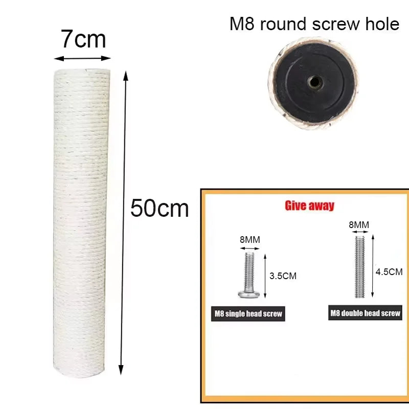 Cat Scratching Post Replacement for Cat Tree – Sisal Rope Climbing Post, Multiple Sizes (4.9–19.7 in / 12.5–50 cm)