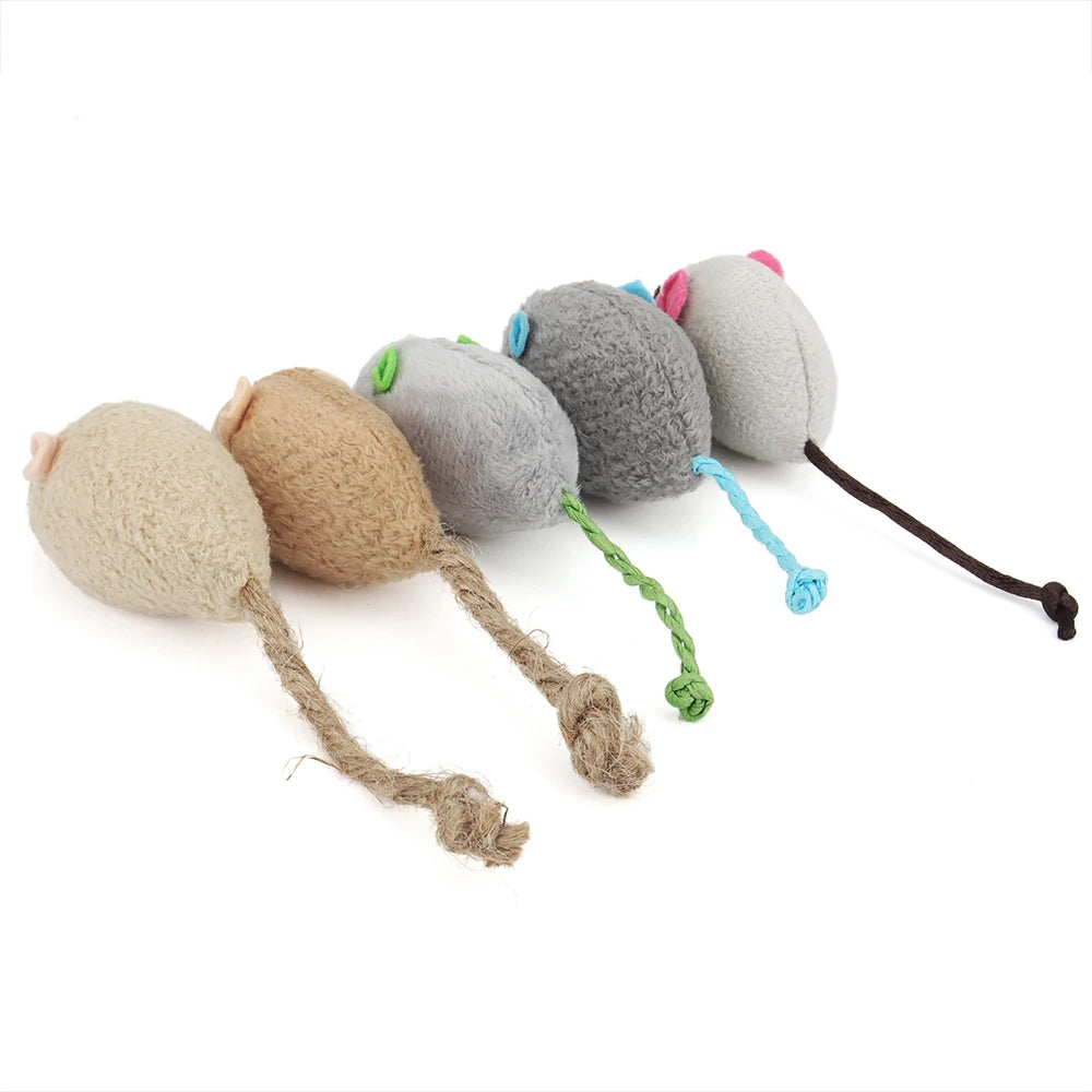 12-Pack Catnip Plush Mice for Cats - Interactive Kitten Play Set (5.1 x 1.2 in / 13 x 3 cm)