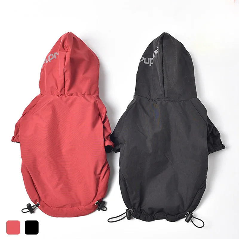 Waterproof Hooded Dog Coat – Warm Cotton-Lined Winter Jacket with Reflective Trim for Small Dogs & Cats