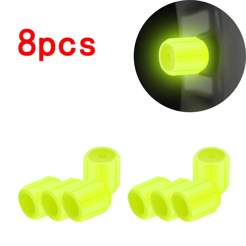 Luminous Tire Valve Caps - 6-Color LED Glowing Wheel Valve Caps for Car & Motorcycle (4/8/20-Pack)