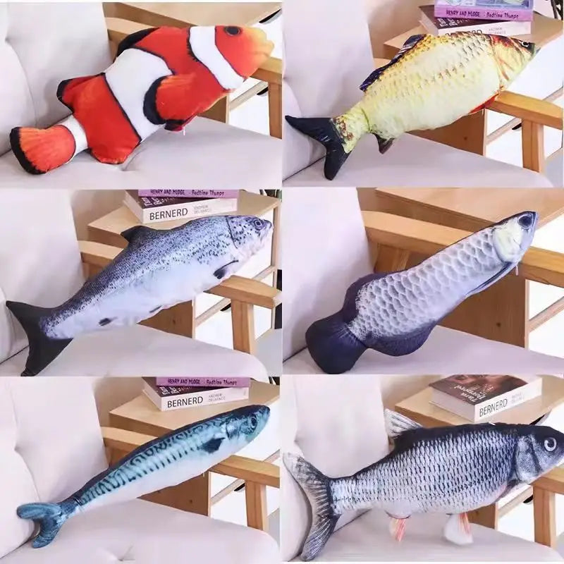 Plush Fish Cat Toy with Catnip - Durable Bite-Resistant Interactive Stuffed Toy for Cats