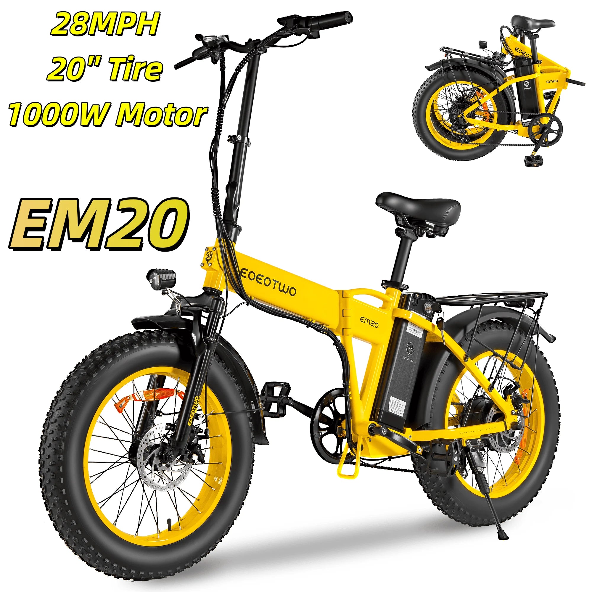 Adult Electric Fat Tire Bike 26-inch (66 cm), 1000W Motor (up to 1500W peak), 34 MPH (55 km/h), 60‑Mile Range, 4.0-inch Tires