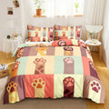 3-Piece Cute Cat Duvet Cover Set - Single-Sided Printed Cartoon Comforter Cover with Pillowcases