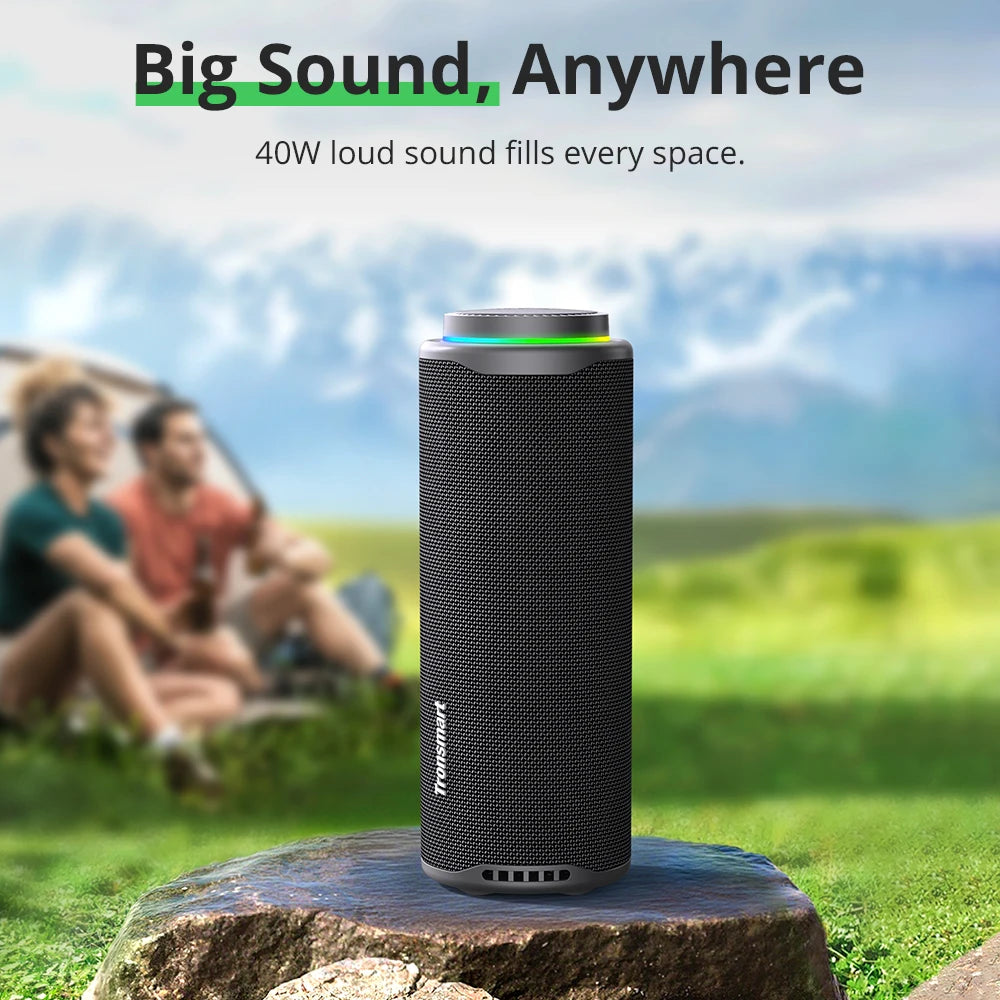 40W Portable Bluetooth Speaker — 2.1-Channel, IPX7 Waterproof, 18H Playtime, App EQ & TWS for Camping