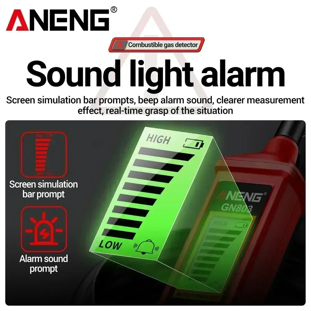 Handheld Methane & Combustible Gas Leak Detector — Portable Gas Concentration Meter with LCD, Audible Alarm & Vibration