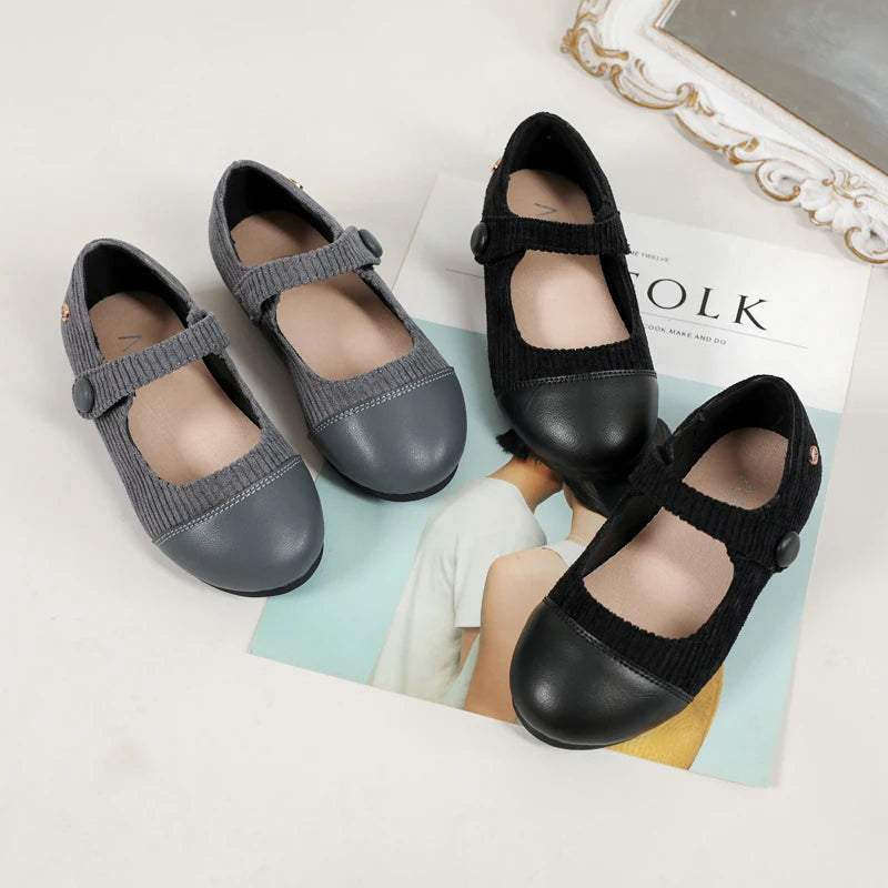 Kids Leather Slip-On Mary Jane Flats — Black Unisex Toddler & Children Oxford Loafers