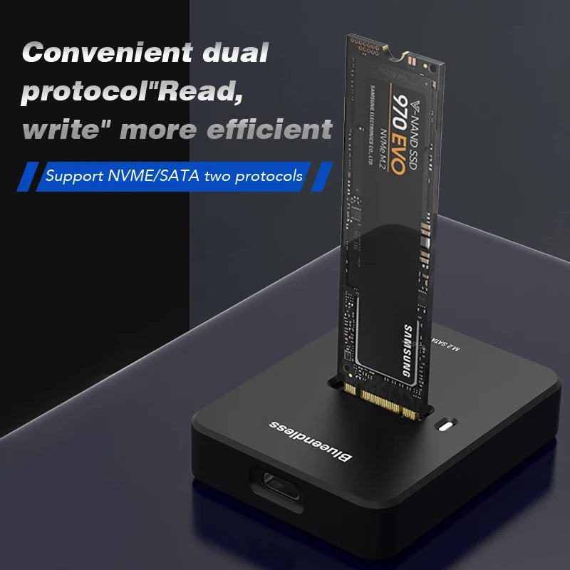 M.2 SSD Enclosure USB-C 10Gbps NVMe & SATA Docking Station – Supports 2242/2260/2280/22110