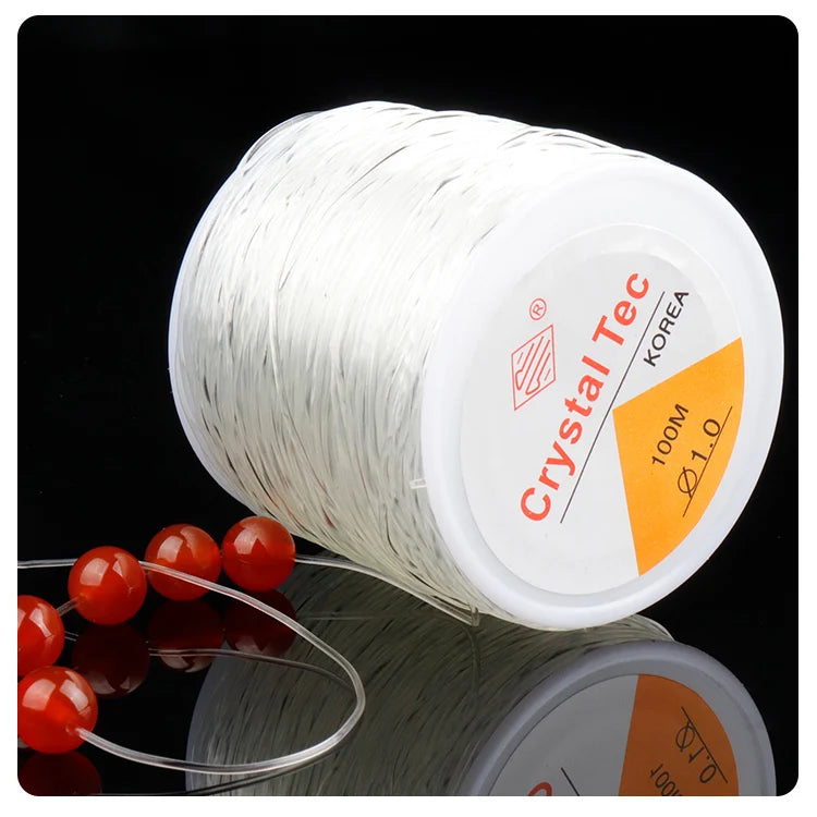 100m (328 ft) Transparent Elastic Crystal Beading Thread Cord 0.5–1mm Jewelry Making Stretch String for Necklaces & Bracelets