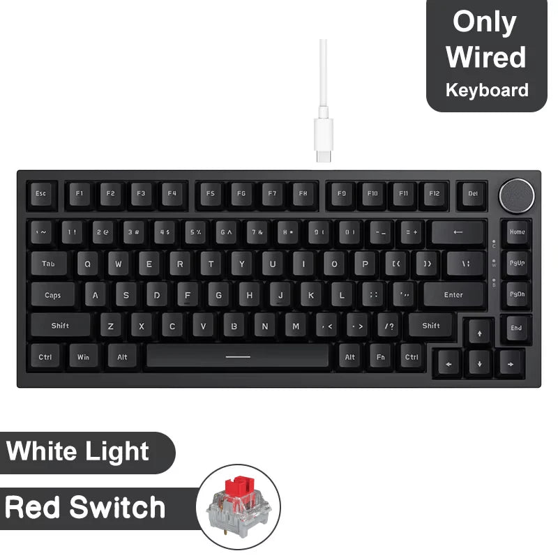 75% 82‑Key Hot‑Swappable Mechanical Gaming Keyboard — Tri‑Mode Wired/2.4GHz/Bluetooth, RGB, TFT Screen, Metal Volume Knob, USB Type‑C