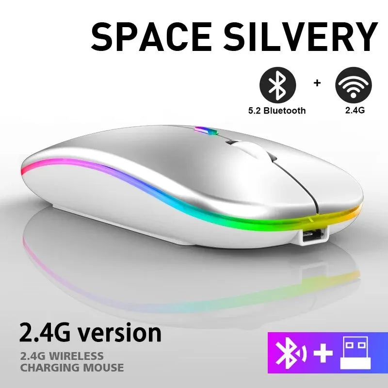 Wireless Bluetooth Gaming Mouse - RGB LED Backlit Rechargeable Ergonomic Mouse, Up to 3600 DPI for PC & Laptop